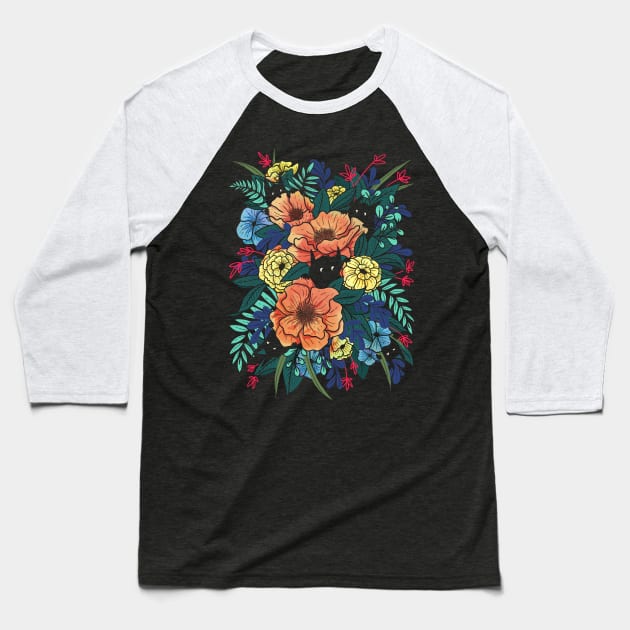 Wild Flowers Baseball T-Shirt by littleclyde